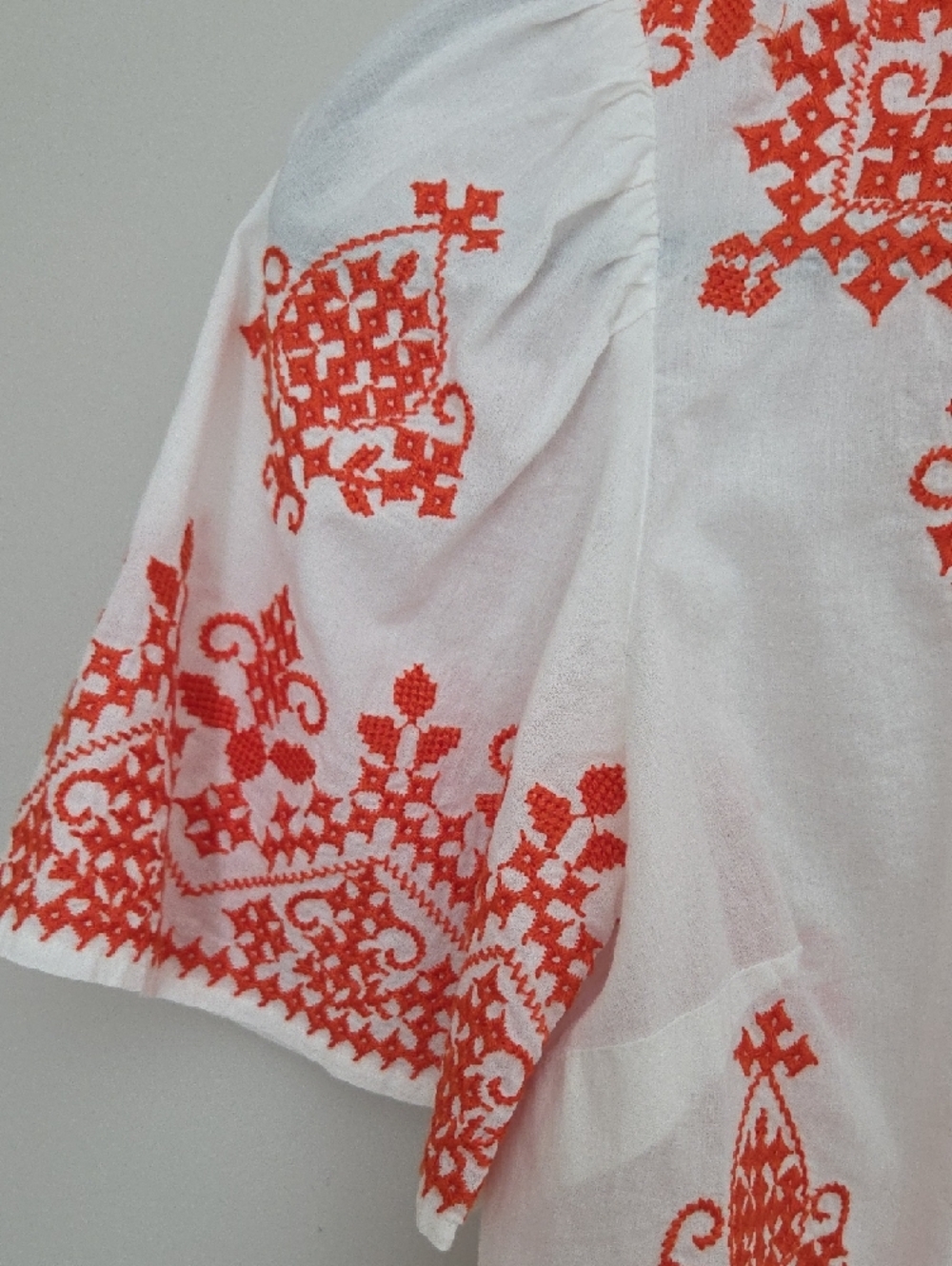 Boden White Top with Vibrant Orange Embroidery - Picture 5 of 9